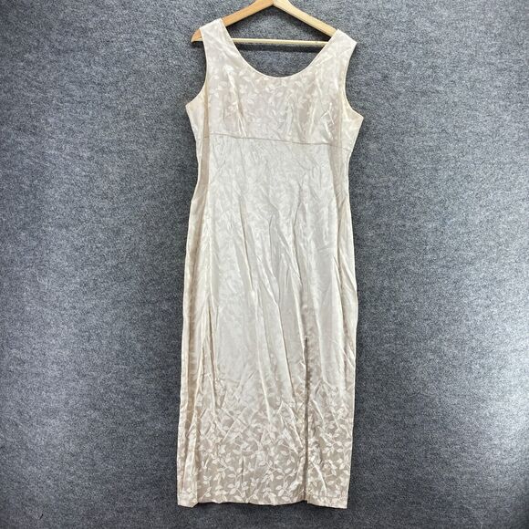 Molly Malloy Dress Women 14 Beige Floral Maxi Long Zipper Lined Sleeveless - Picture 1 of 10